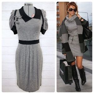 •LOVE MOSCHINO• 90’s Off Center Check Knit Dress